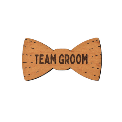 Team Groom Wood Pin